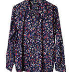 Lands' End  No Iron Supima Cotton Shirt‎ Floral Leaf Pattern Office Travel 18 Photo 0