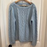 st. john's bay Vintage chunky cableknit boat neck sweater ice blue Photo 1