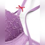 PINK - Victoria's Secret VS PINK - WINK LIGHTLY LINED BALCONETTE BRA 34C Grape Taffy, Hearts and Bows NWT Photo 3