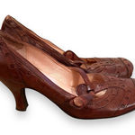 Biviel Brown Leather Mary Jane Slip On Kitten Heels‎ Sz 8 Photo 0
