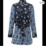 Derek Lam 10 Crosby mixed media navy porcelain patchwork romper designer sz 4 Blue Photo 11