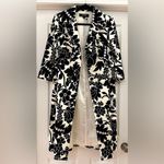 Kasper Floral Leaf Print Midi Cocktail Trench Coat Black White sz 10 Photo 1