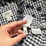 J.Crew Embroidered Indigo Crinkled Gingham Short Sleeve Navy White Top Cotton XS Photo 11