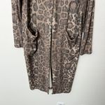 LNA [] Brown Leopard Print Kurt Longline Ribbed Knit Duster Cardigan Size Large L Photo 5