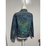 Levi's Vintage 2006 Denim Jacket Hand Painted Floral Paint Size 40 Unisex Winter Photo 2