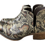 Roper Boots Womens 5.5 Cream Brown Snakeskin Print Ankle‎ Bootie Western Cowgirl Photo 0