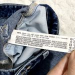 ZARA Blue Dark Wash Distressed Straight Leg High Rise Relaxed Jeans 6 Photo 3