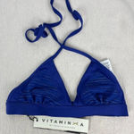 Vitamin A Vitamin‎ A Rothko Royal Blue Gold Metallic Striped Triangle Bikini Swim Top Photo 0