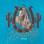 Ariat  Women’s Howdy T-Shirt Teal Brown Short Sleeve Tee Large Photo 10