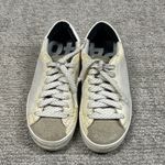 P448  John Low Top Snake Gold Sneakers Shoes Womens 37 US 6.5 7 Suede Glitter Photo 1