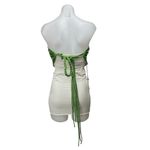 NEW Nanushka Green Silk Satin Strapless Tie Back Bandea Bustier Blouse Top OS Size undefined Photo 2