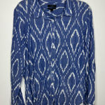 J.Crew J.‎ Crew perfect fit Aztec print button down shirt blue white womens size 16 Photo 0