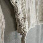 Z Supply Ivory Waffle Thermal Knit Long Sleeve Top Lace Up Side Nautical Beach Vacation Photo 4