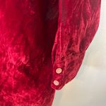 Spiegel  Velvet Long Sleeve Top Size 1X Red Tunic Full Button Front Collared Boho Photo 3