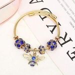 Adjustable Crystal Bee Charm Bracelet for Women Gold Photo 0