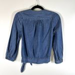 Madewell Womens XS Shirt Blouse Top Blue V-Neck 3/4 Sleeve Wrap Denim Woven Photo 5