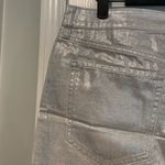Old Navy NWT  Size 6 Silver Shine Metallic Zip Stretch Denim A Line Mini Skirt Photo 6