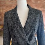 White House | Black Market WHBM Studio Trophy Plaid Black Grey Tweed Knit Double Breasted Blazer 4 Photo 4