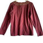 Denim & Co womens medium new long sleeve shirt pink white boho Photo 4