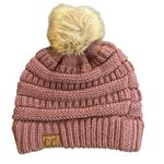 C.C pink winter, hat, faux fur pom Photo 0