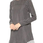 Rachel Zoe  Dress Women 4 Black Ivory Silk Anika Grid Print Ruffle Hem‎ Mini Photo 0