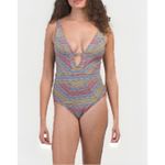 Becca  Rebecca Virtue Freespirit Plunge One Piece Swimsuit Large Multi Beach Pool Photo 1
