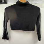 Leith Keith Black Ribbed‎ Knit Turtleneck Cropped Long Sleeve Sweater Photo 5