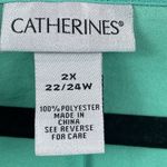 Catherines Womens Top 2X Green 3/4 Sleeve Mature Office Lightweight Blouse Flowy Photo 3