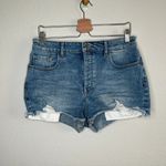 Warp + Weft Ibiza High Rise festival Distressed Blue Denim Jean Shorts Size 31 Photo 3