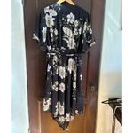 EVER NEW | Black Floral Print Wrap Dress Ruffle Sleeve Ruffle Neck | Size 12 Photo 2