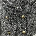ZARA Black Textured Boucle Knit Tweed Double Breasted Crop Blazer Coat Jacket XS Photo 2