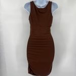 Arden B Brown Crochet Y2K Bodycon Dress XS Cutout Festival Boho Sexy Club Ruched Photo 4