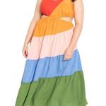 Eloquii Rainbow Tiered Cutout Maxi Dress sz 18 Photo 0