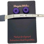 New purple crochet button earrings metal stud retro earrings crochet button Photo 1