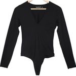 Abercrombie & Fitch Womens Soft AF Black Long Sleeve V-Neck Bodysuit Size Small Photo 0