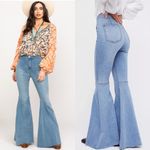 Free People Just Float On Super Flare High Rise Jeans Vintage Blue Light Wash Photo 7