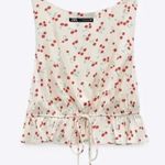 ZARA Cherry Print Satin Effect Crop Top/Blouse Pink S Photo 7
