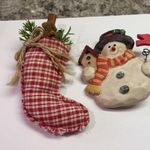 Lot Of 3 Costume Brooch Pins Christmas Holiday Snowman / Stocking / Santa Red Photo 5