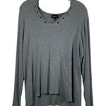 Who What Wear Women’s Size XXL Grey Ribbed Long Sleeve V Neck Ribbed Top Photo 2