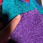 Vtg 1990s Alex Ku Blue Black Patchwork Chenille Heart Applique Lined Jacket Sz S Photo 2