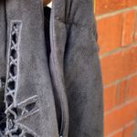 Skies Are Blue Womens Size Medium black Doris cutout faux suede skirt NWT Photo 3