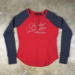Harley Davidson Women’s Raglan‎ Henley Shirt Size Medium Red Gray Long Sleeve Photo 0