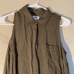 Old Navy Collar Chest Pocket Button Down Tunic Dress Blouse Size XS Olive Green Photo 0