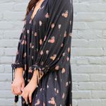 Free People  black floral printed Winter Sun Tunic swing Dress M Photo 2