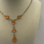 Anne Klein  Vintage Elegant Orange Heart White Stones Gold Tone Necklace … Photo 3