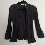 Chico's  Womens Size 1 Open Front Crinkle Top 50/50 Polyester Nylon Blend Black Photo 0