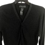 August Silk  Black Ribbed Silk V Neck Cardigan Size Medium Petites Photo 1