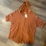 Bucketlist Mocha Having A Blast Oversized Romper 100% Cotton Women’s Size Small Orange Photo 0