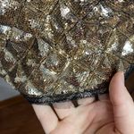 Bar III Gold Sequined embellished textured Diamond pattern lace trimmed top XS Photo 10