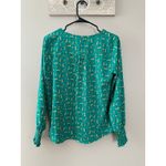 Pleione  Green Floral Women's Pullover Long Sleeve Blouse Photo 3